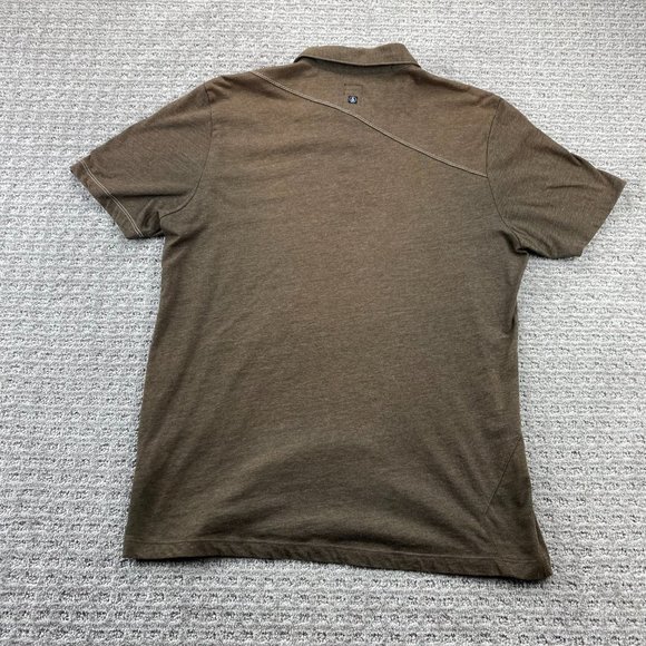VOLCOM Polo Shirt Men Medium M Brown Embroidered Logo Casual Golf Poly Cotton - Picture 9 of 15